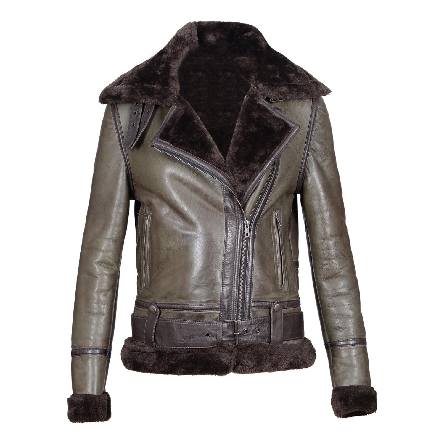 Best 2022 Women Sheepskin Leather Jacket hot selling Ladies Motorcycle Biker Winter jacket
