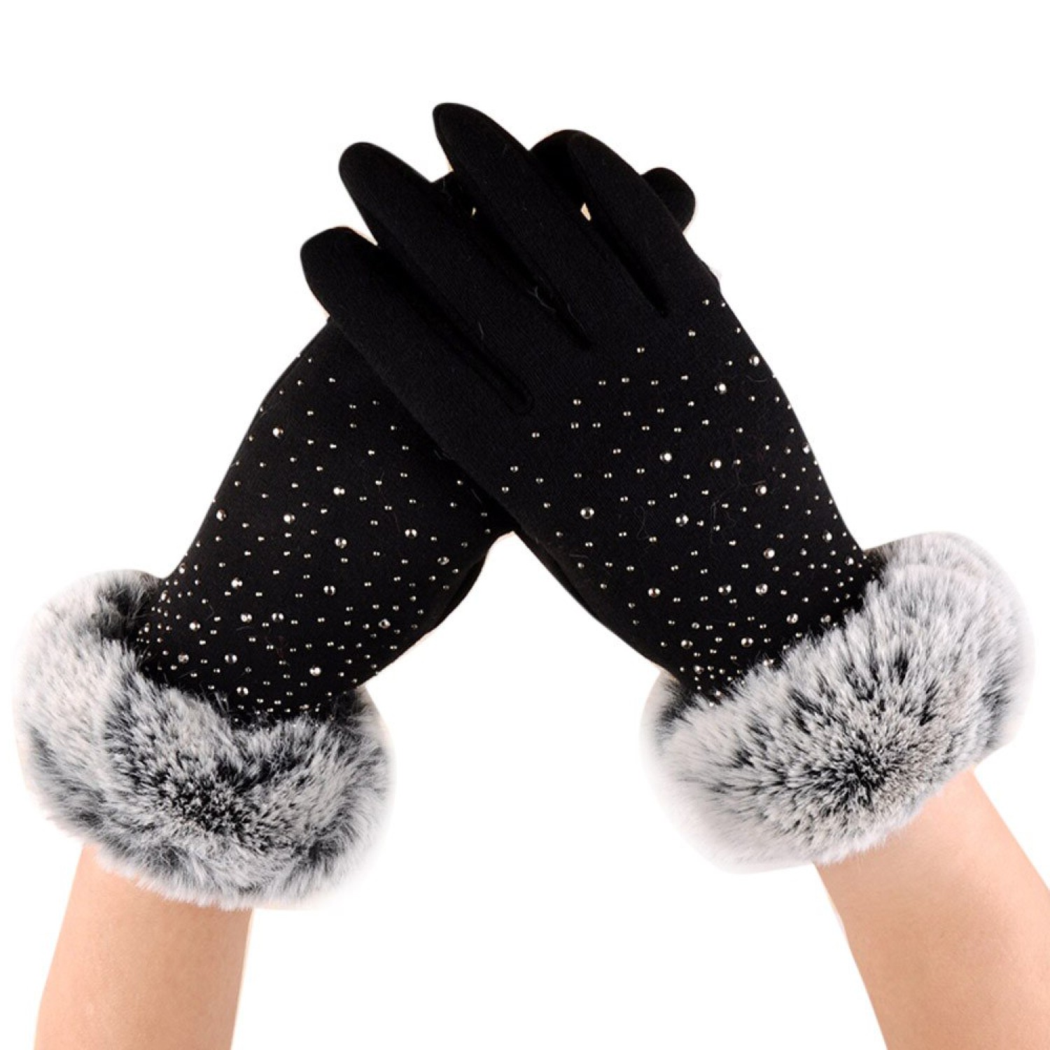  Best Women 100% Real Leather Gloves Lady Winter Warm Fashion with Real Fur
