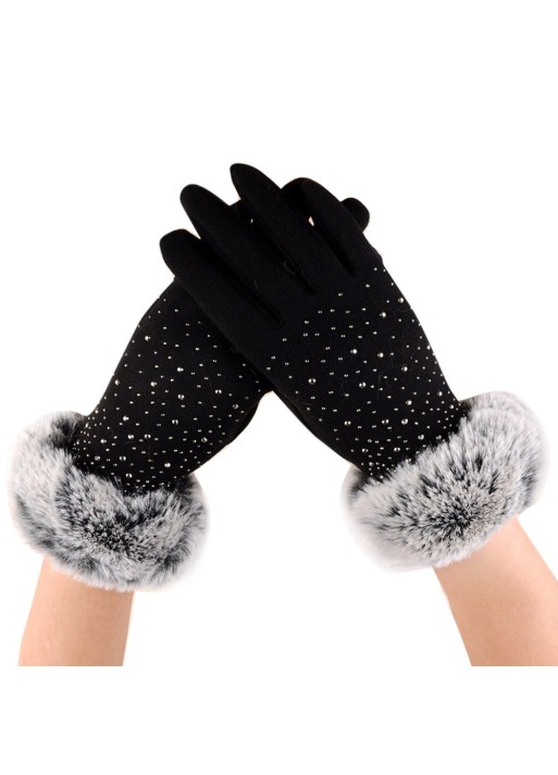  Best Women 100% Real Leather Gloves Lady Winter Warm Fashion with Real Fur