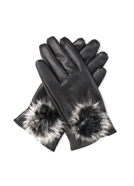 Women Fashion Leather  Gloves hot selling fur leather gloves