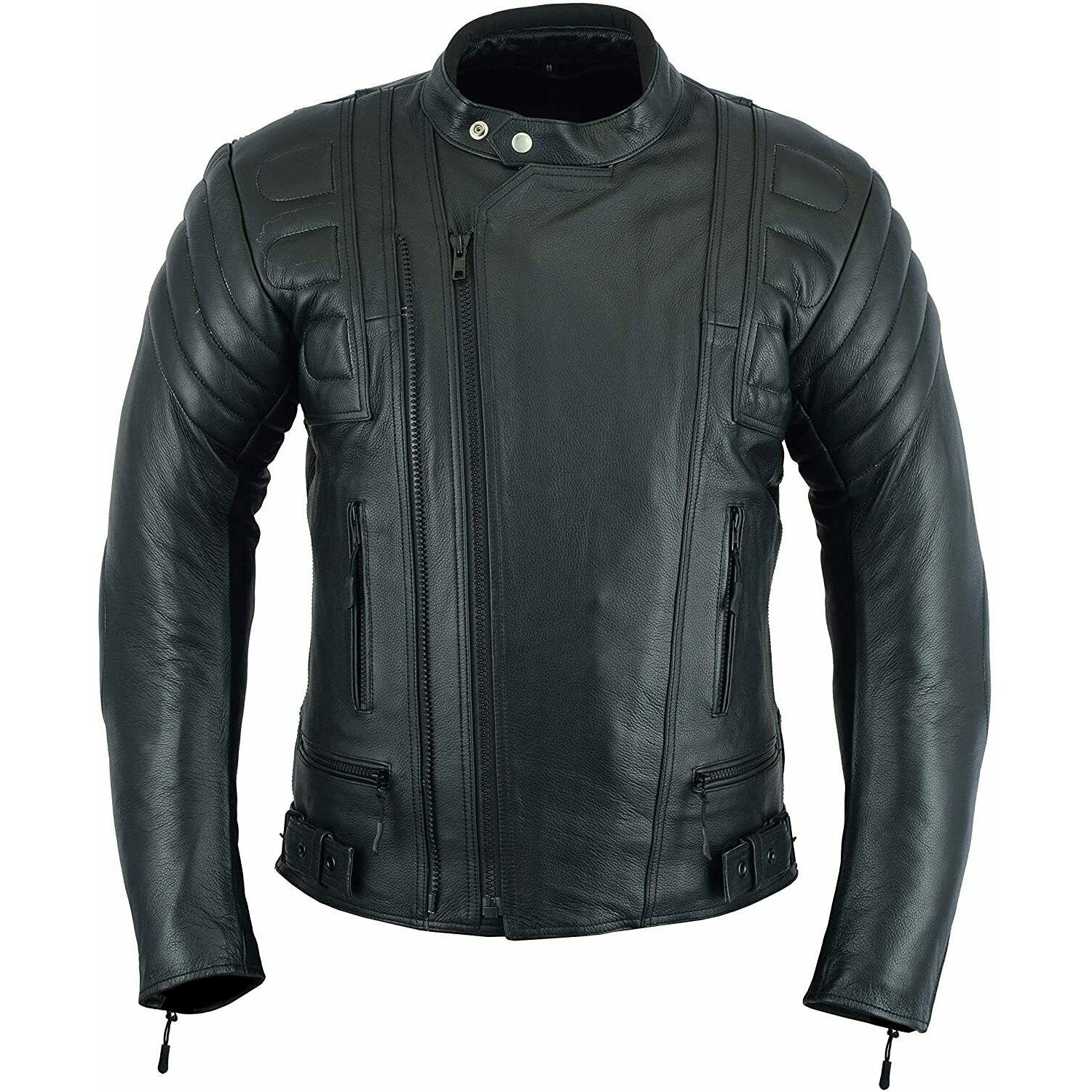 Men Vintage Biker Black Motorcycle Distressed Cruiser Café Racer Leather Jacket