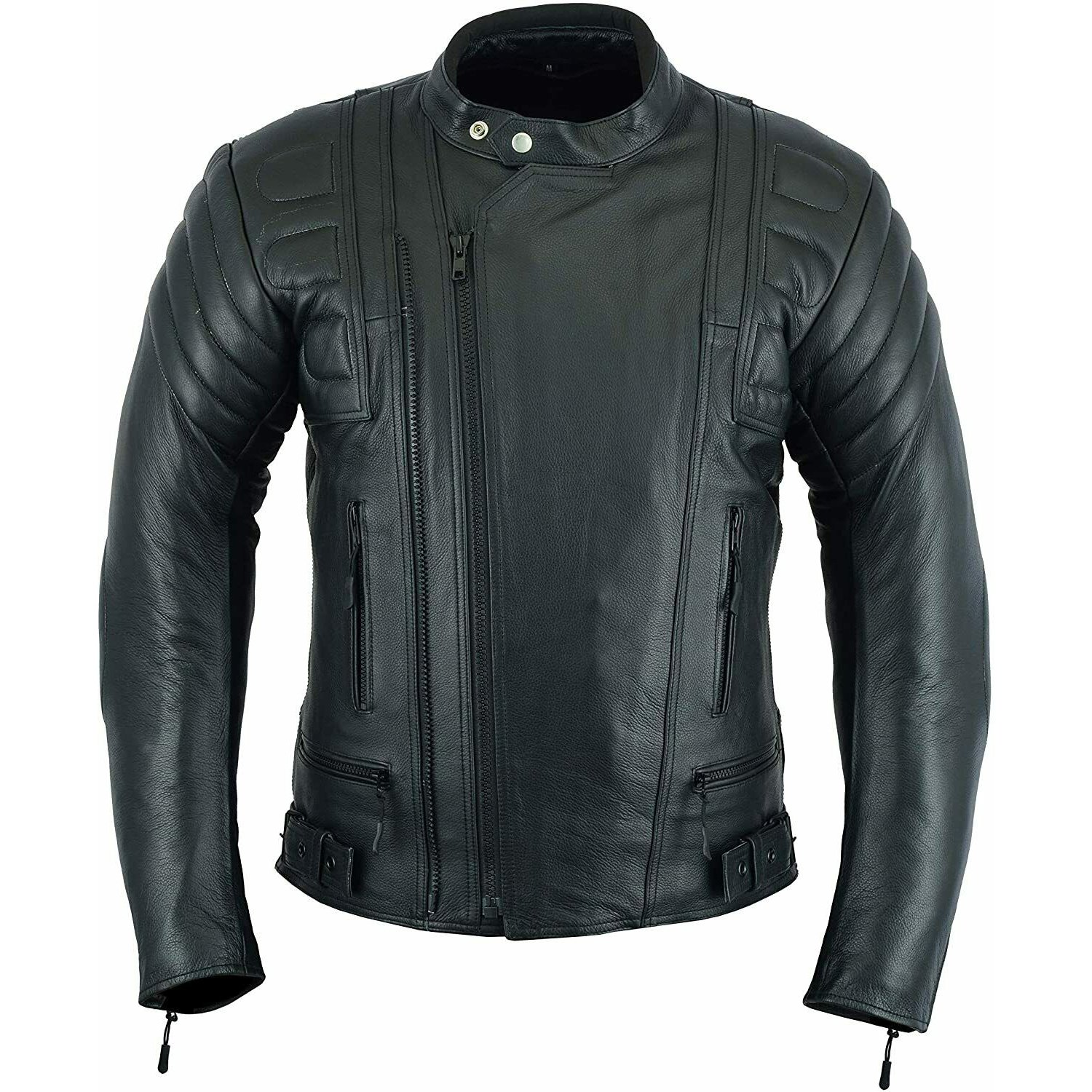 Men Vintage Biker Black Motorcycle Distressed Cruiser Cafe Racer Leather Jacket
