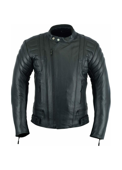 Men Vintage Biker Black Motorcycle Distressed Cruiser Café Racer Leather Jacket