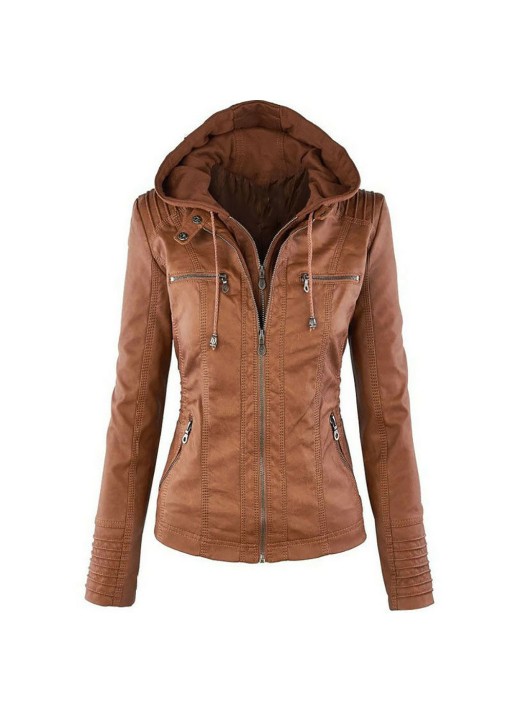 Best Women Sheepskin Leather Hoodie Jacket 2022 hot selling Ladies Motorcycle Biker Winter Hooded